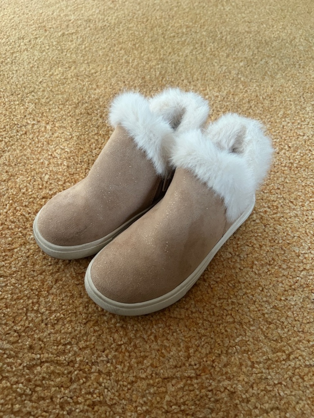 Kelly & Katie Taupe Slip-On Faux Fur Lined Zip-up Boots
